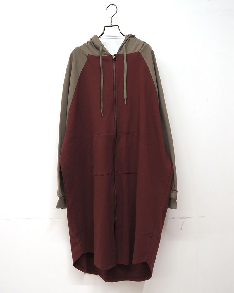 limiless 裏毛配色フーディーカーデ