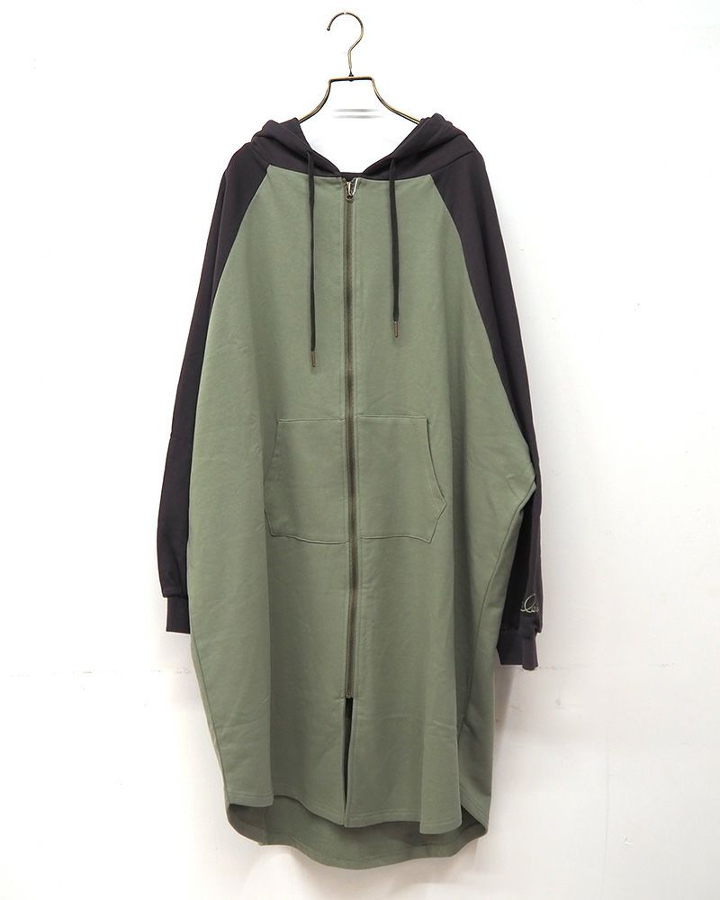 limiless 裏毛配色フーディーカーデ