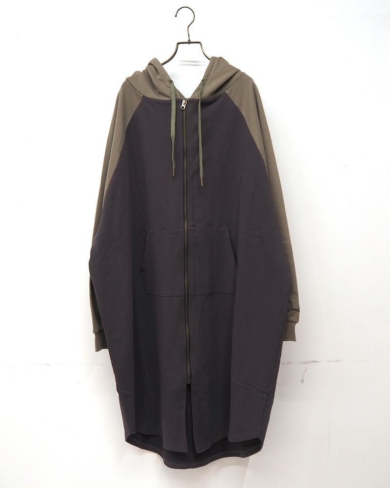 limiless 裏毛配色フーディーカーデ