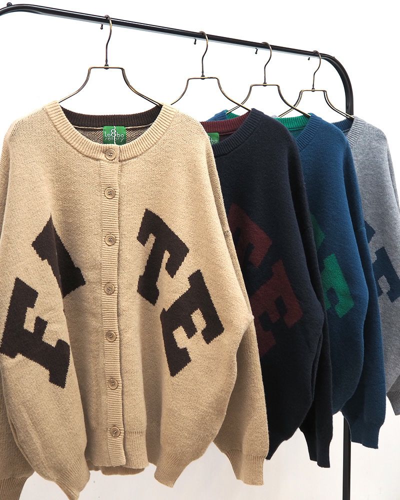 8Laboratory WフェイスジャガードニットBIGロゴカーディガン