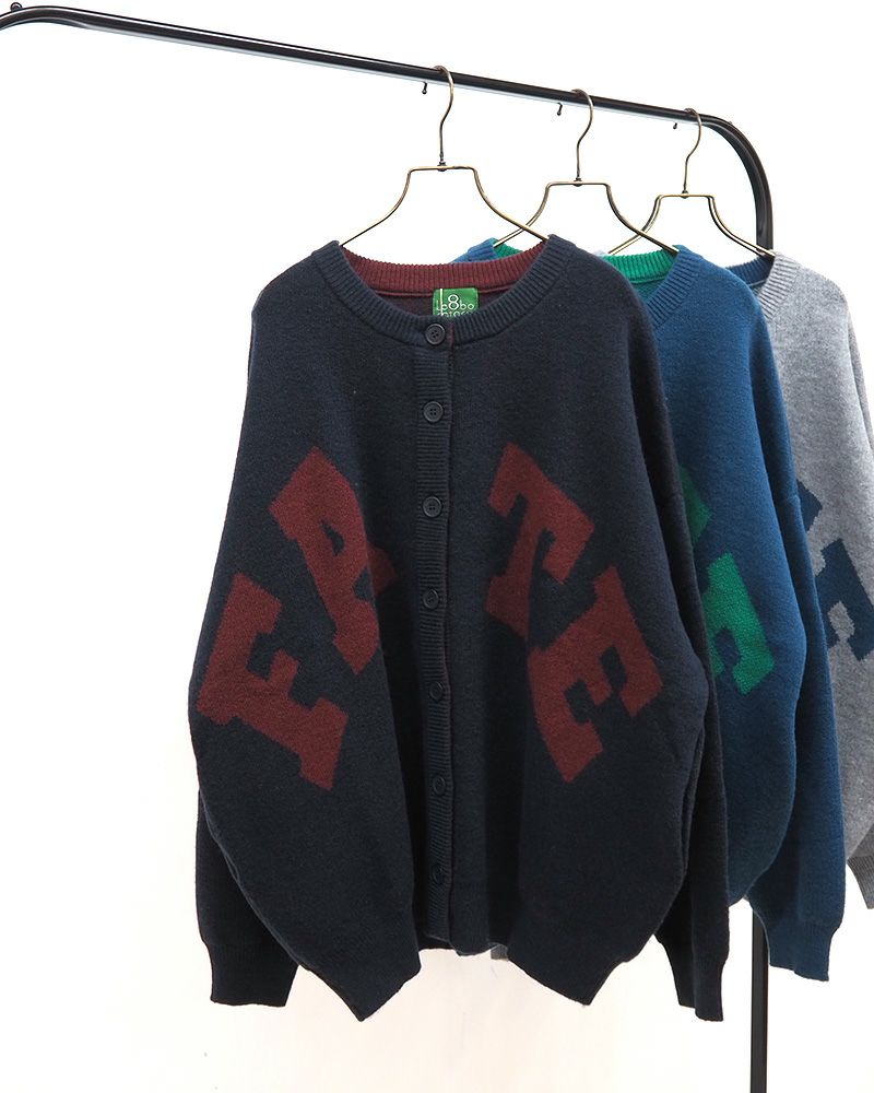 8Laboratory WフェイスジャガードニットBIGロゴカーディガン