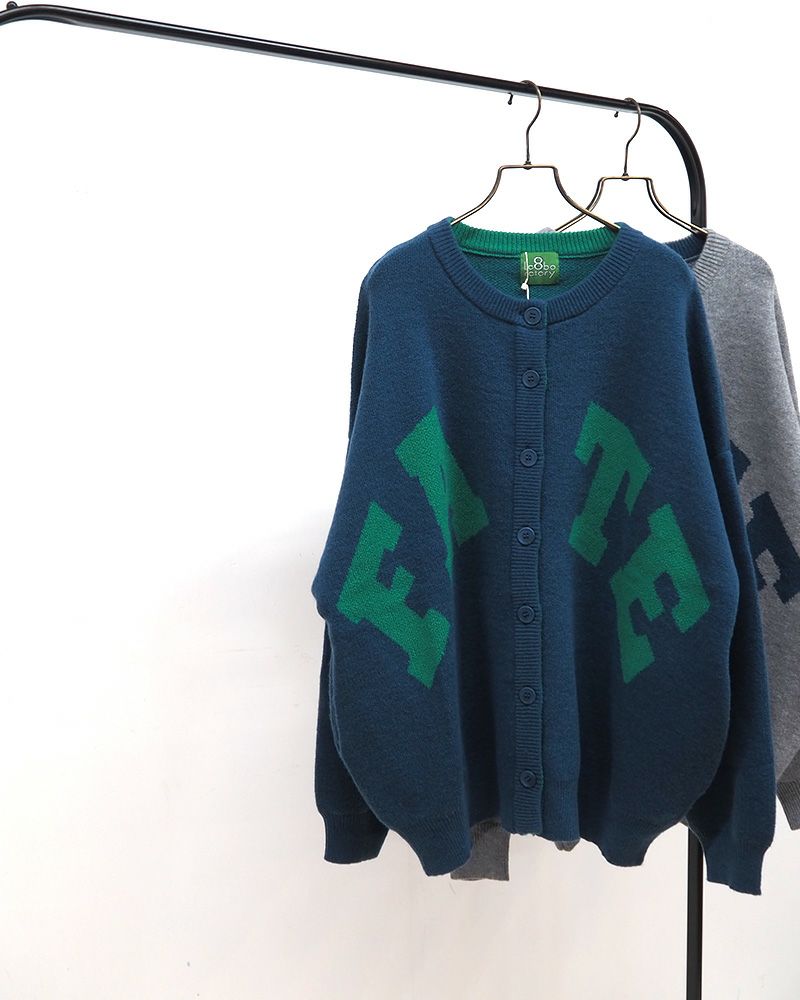 8Laboratory WフェイスジャガードニットBIGロゴカーディガン