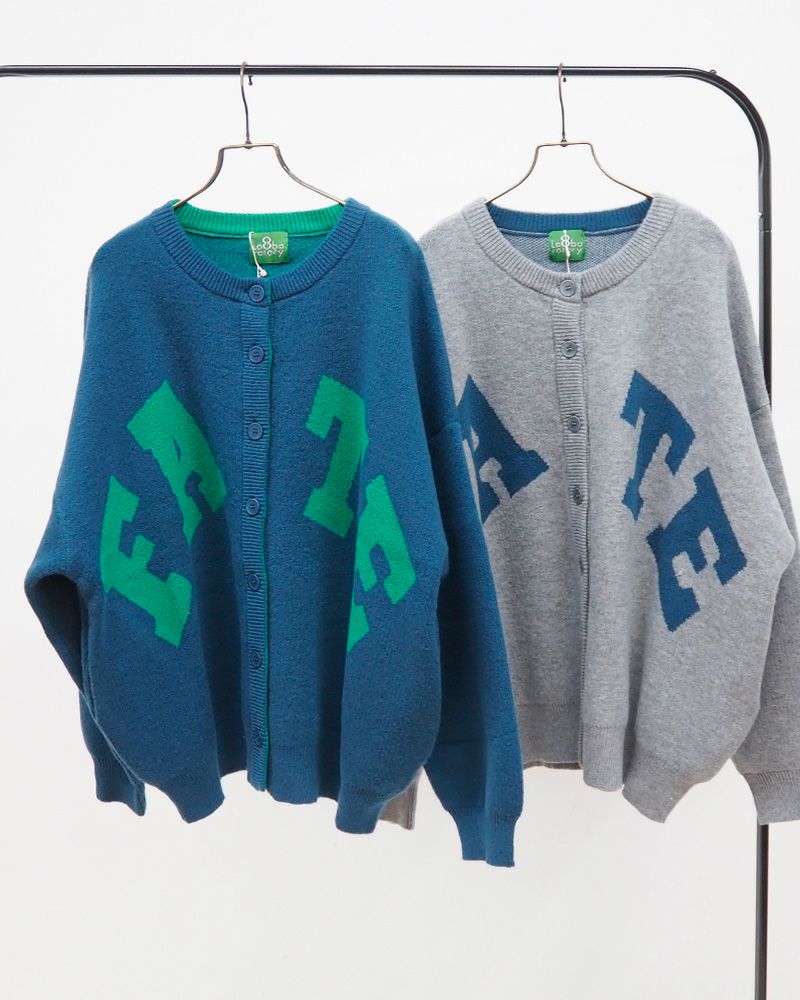 8Laboratory WフェイスジャガードニットBIGロゴカーディガン