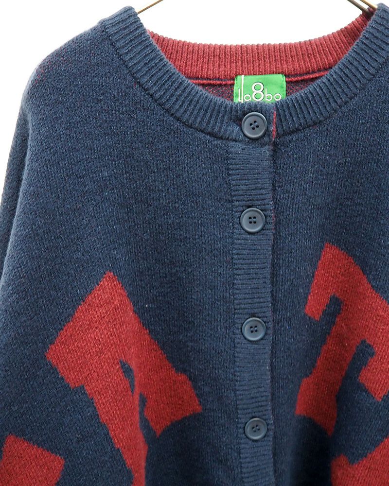 8Laboratory WフェイスジャガードニットBIGロゴカーディガン