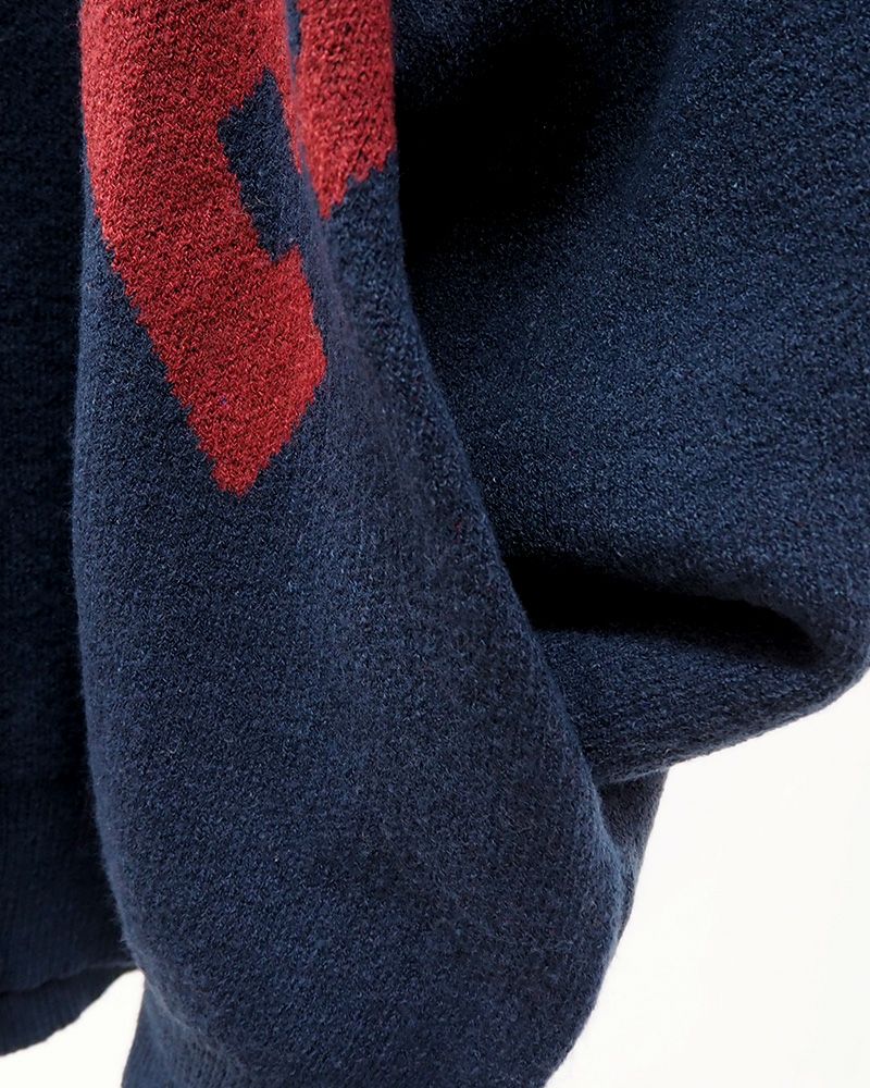 8Laboratory WフェイスジャガードニットBIGロゴカーディガン