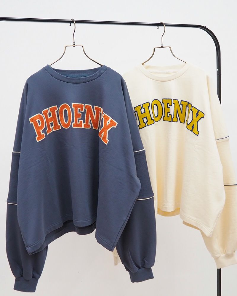 裏毛刺繍袖切替プルオーバー レディース オーバーサイズ スウェット カジュアル カレッジロゴ トップス 秋新作