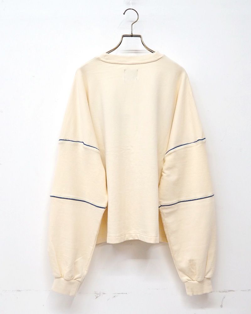 裏毛刺繍袖切替プルオーバー レディース オーバーサイズ スウェット カジュアル カレッジロゴ トップス 秋新作