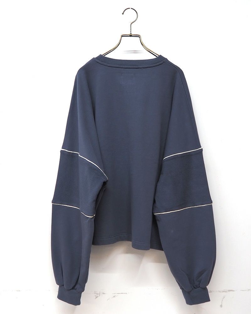 裏毛刺繍袖切替プルオーバー レディース オーバーサイズ スウェット カジュアル カレッジロゴ トップス 秋新作