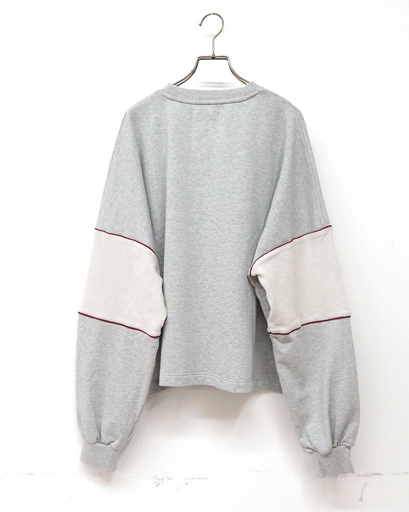 裏毛刺繍袖切替プルオーバー レディース オーバーサイズ スウェット カジュアル カレッジロゴ トップス 秋新作