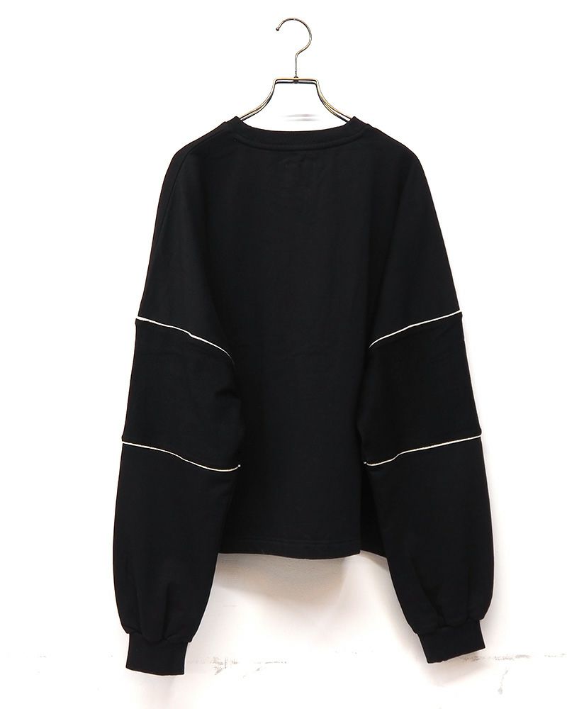 裏毛刺繍袖切替プルオーバー レディース オーバーサイズ スウェット カジュアル カレッジロゴ トップス 秋新作