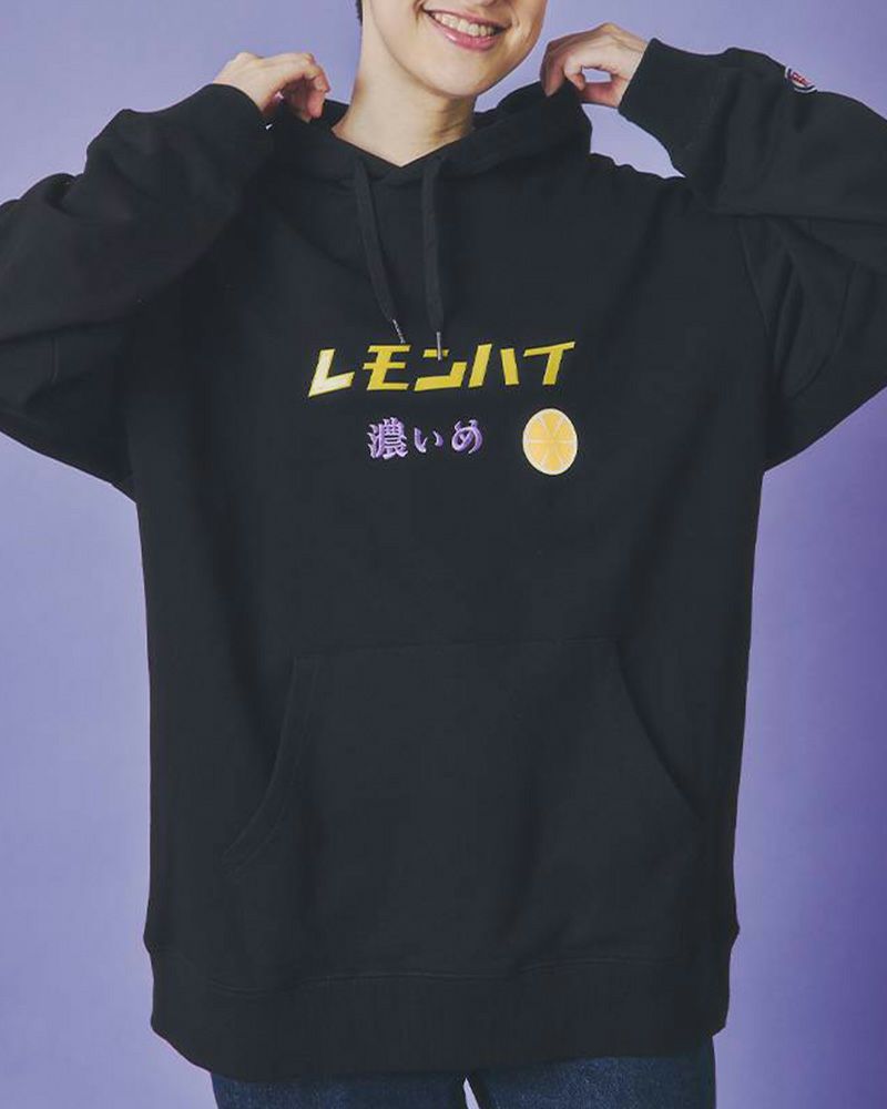 YOIDORE ヨイドレ レモンチューハイモチーフ パーカー PVCロゴプリント ユニセックス ルーズシルエット フーディー