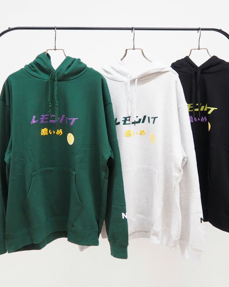 YOIDORE ヨイドレ レモンチューハイモチーフ パーカー PVCロゴプリント ユニセックス ルーズシルエット フーディー