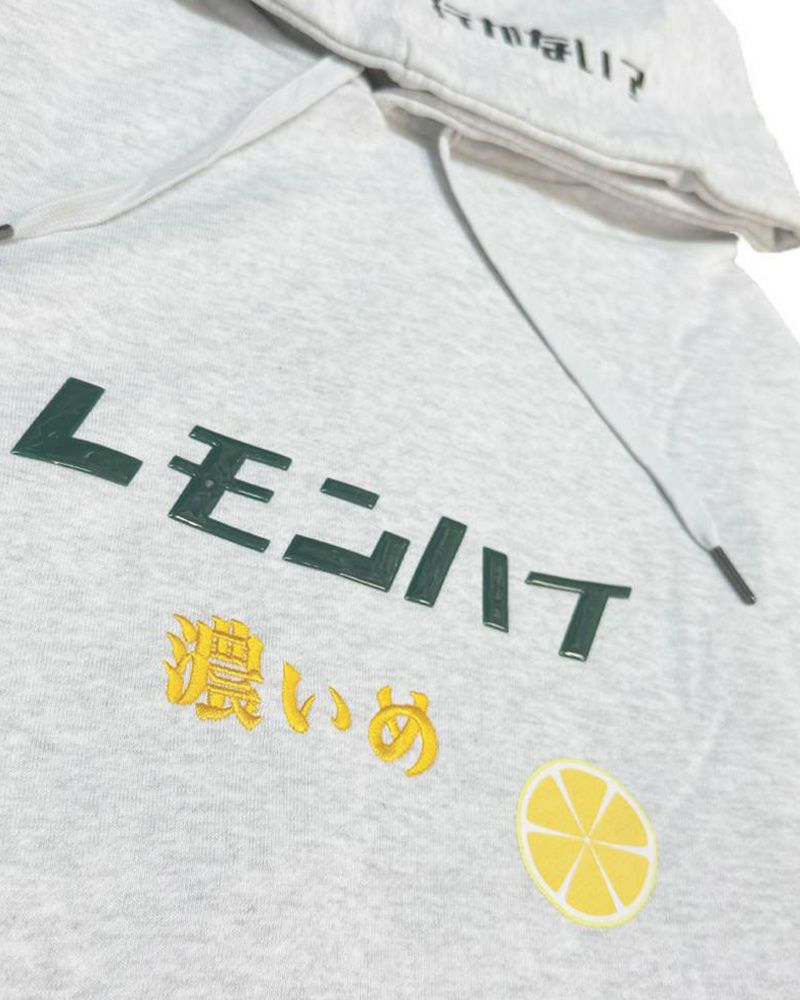 YOIDORE ヨイドレ レモンチューハイモチーフ パーカー PVCロゴプリント ユニセックス ルーズシルエット フーディー