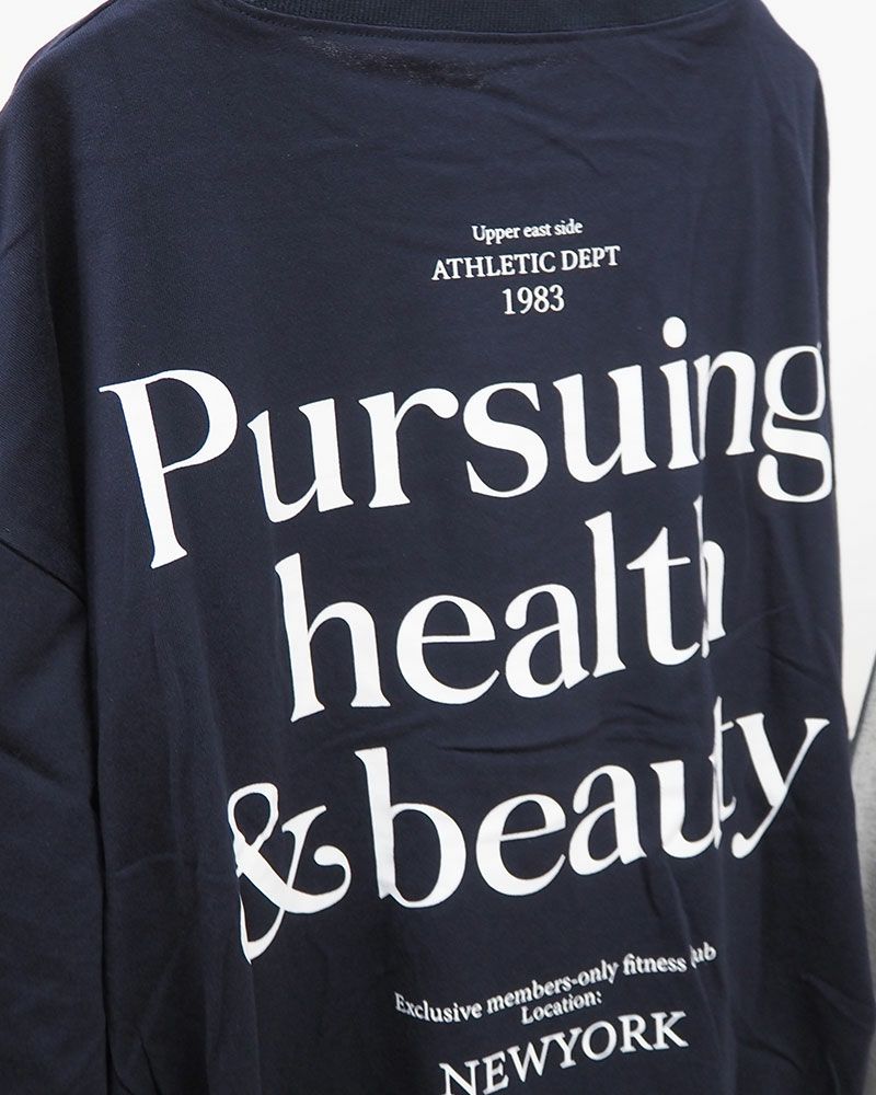 limiless リミレス 天竺スポーティーロンT 英字プリント ユニセックス ロングTシャツ ドロスト付き 綿100％ ゆったりシルエット