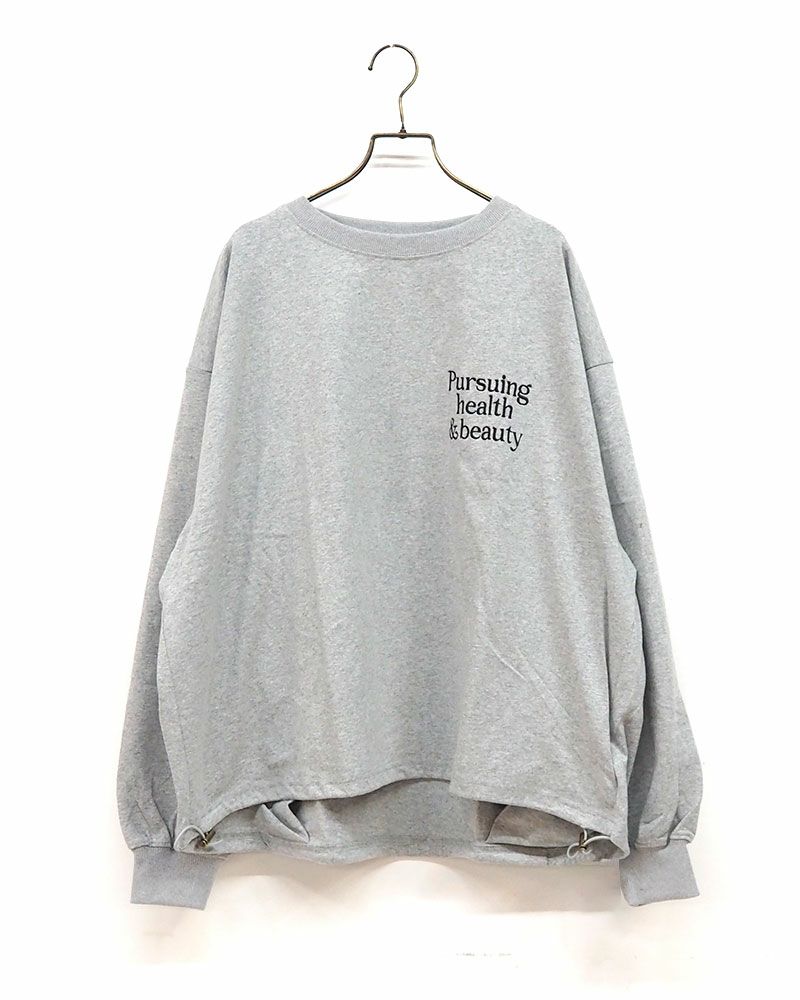 limiless リミレス 天竺スポーティーロンT 英字プリント ユニセックス ロングTシャツ ドロスト付き 綿100％ ゆったりシルエット