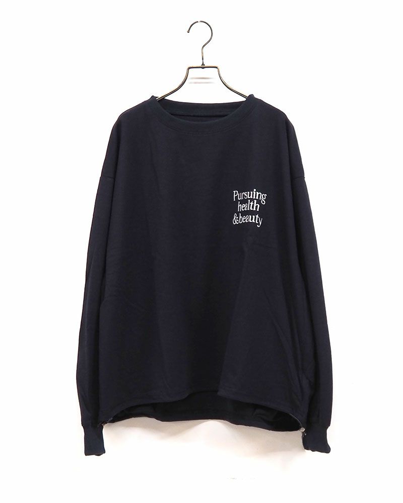 limiless リミレス 天竺スポーティーロンT 英字プリント ユニセックス ロングTシャツ ドロスト付き 綿100％ ゆったりシルエット