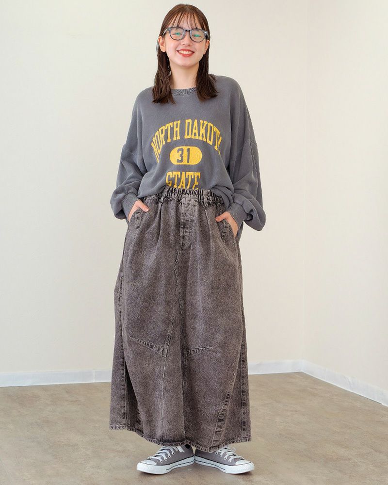 3Dスカート Reef レディース ロングスカート カラーオーバーダイ ウエストゴム 大人カジュアル 人気アイテム