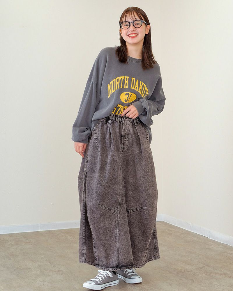 3Dスカート Reef レディース ロングスカート カラーオーバーダイ ウエストゴム 大人カジュアル 人気アイテム