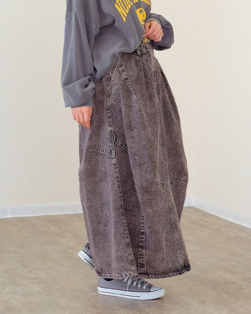 3Dスカート Reef レディース ロングスカート カラーオーバーダイ ウエストゴム 大人カジュアル 人気アイテム