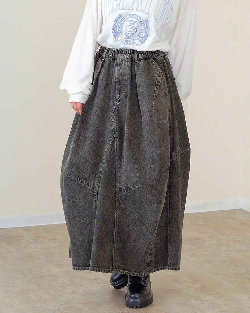 3Dスカート Reef レディース ロングスカート カラーオーバーダイ ウエストゴム 大人カジュアル 人気アイテム