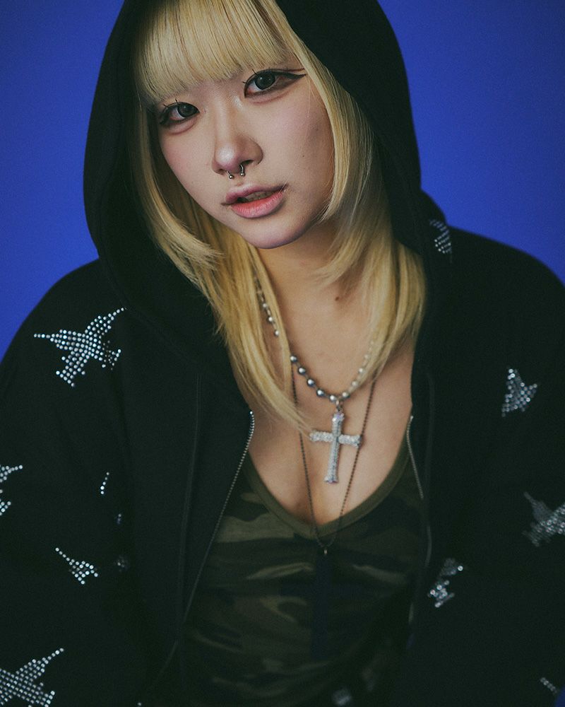 GALFY ガルフィー ピカピカ注射器パーカー 総柄 ジップアップ オーバーサイズ ユニセックス ストリート 個性派