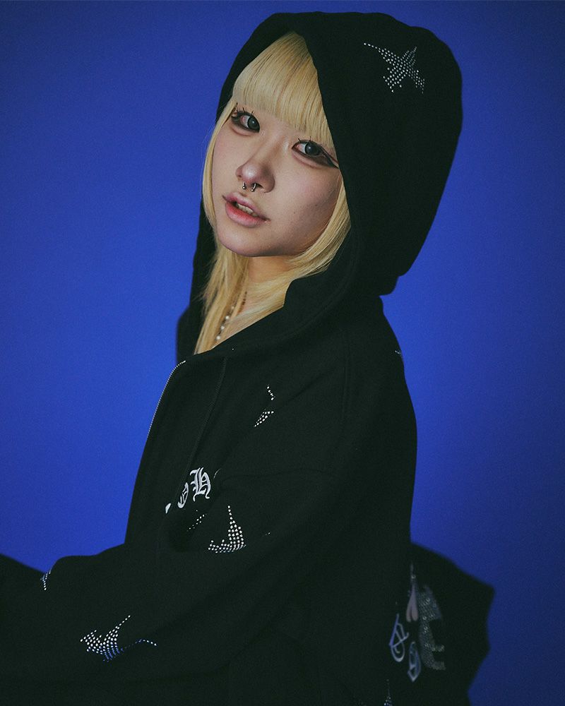 GALFY ガルフィー ピカピカ注射器パーカー 総柄 ジップアップ オーバーサイズ ユニセックス ストリート 個性派