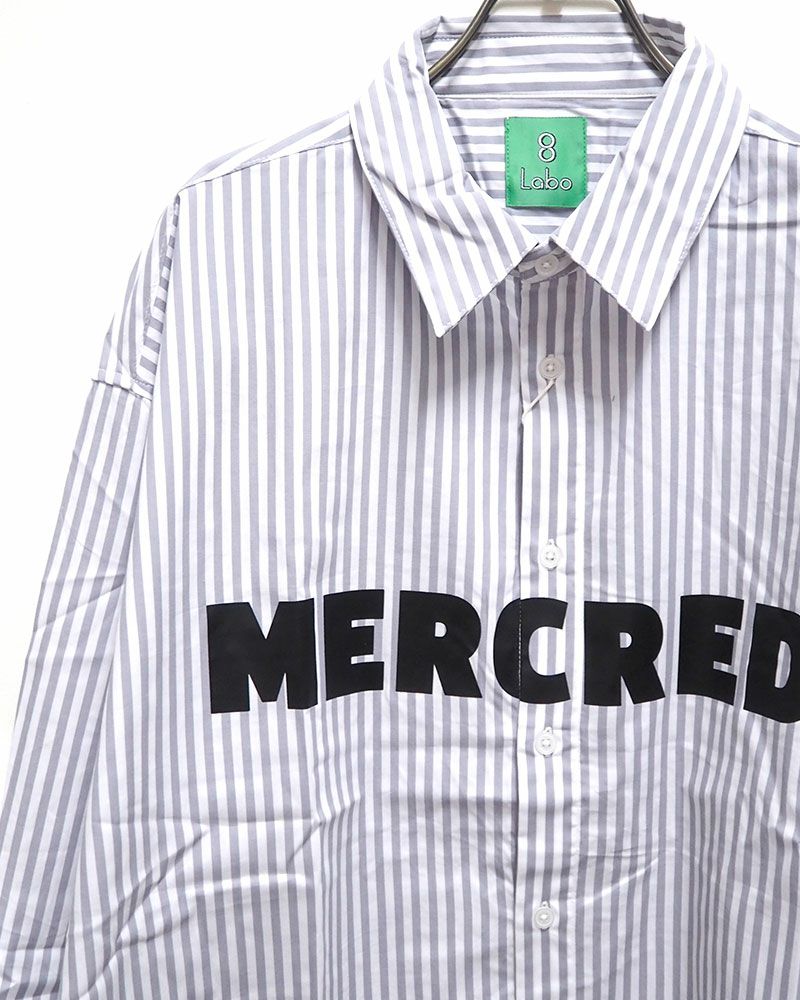 8Laboratory ストライプロングスリーブシャツ メンズ レディース ユニセックス オーバーサイズ 長袖シャツ 3色展開