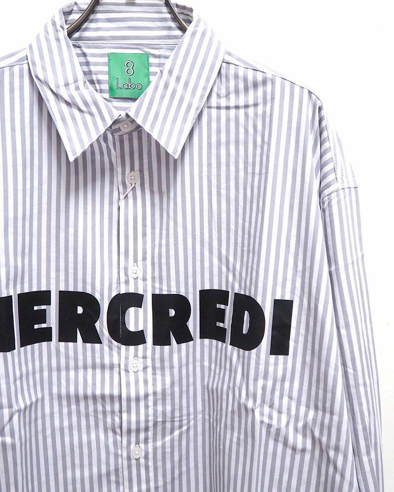 8Laboratory ストライプロングスリーブシャツ メンズ レディース ユニセックス オーバーサイズ 長袖シャツ 3色展開