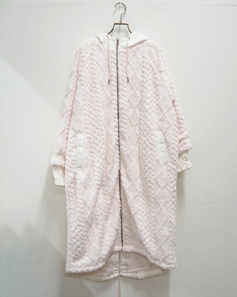 limiless 柄ボアロングモッズコート ロング丈 防寒 アウター