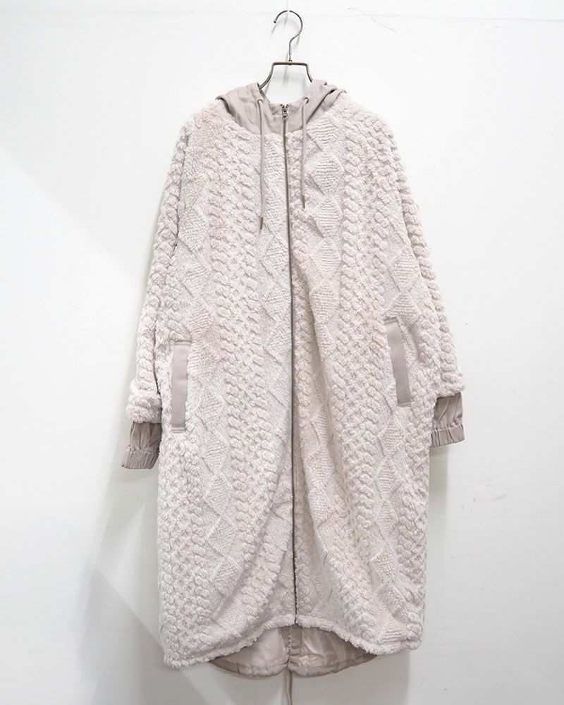 limiless 柄ボアロングモッズコート ロング丈 防寒 アウター