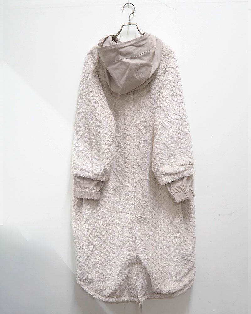 limiless 柄ボアロングモッズコート ロング丈 防寒 アウター