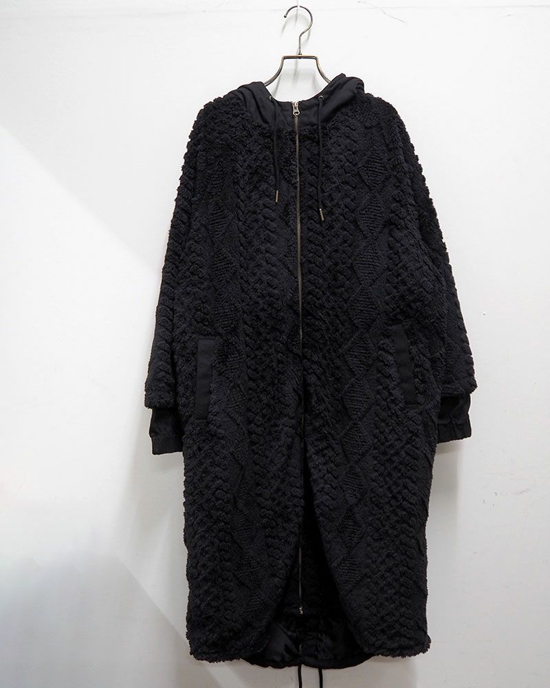 limiless 柄ボアロングモッズコート ロング丈 防寒 アウター