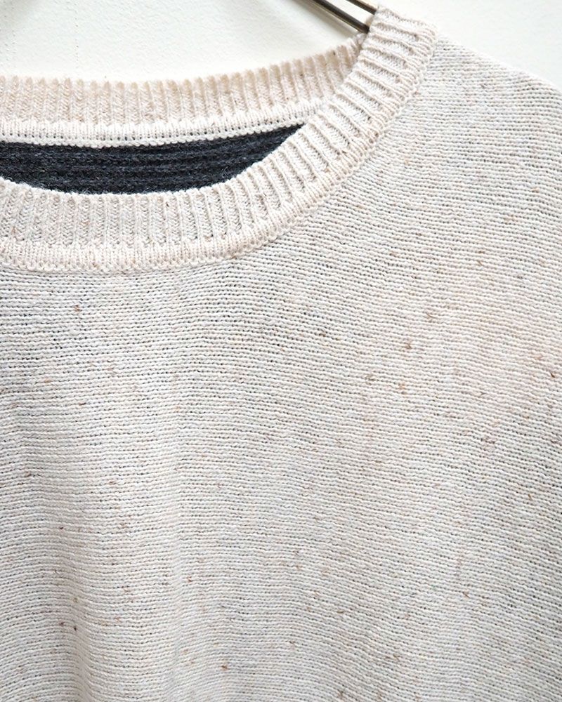 カラフルネップ ニットプルオーバー ケーブル編み リブ切替 ゆったりシルエット クルーネック 秋冬 ユニセックス