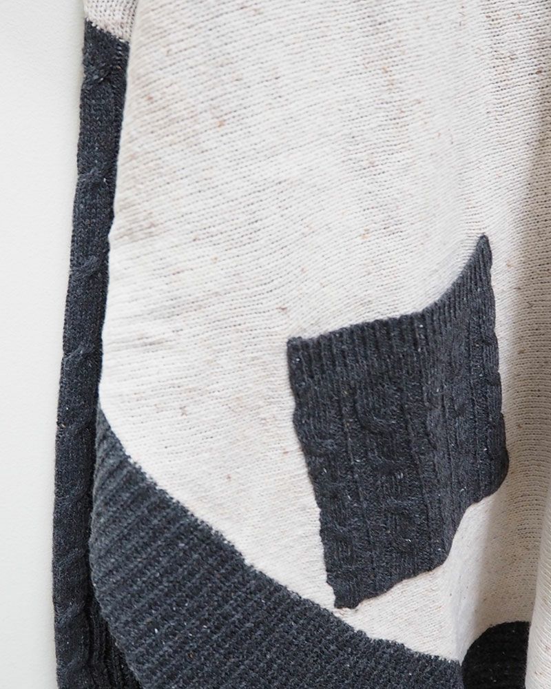 カラフルネップ ニットプルオーバー ケーブル編み リブ切替 ゆったりシルエット クルーネック 秋冬 ユニセックス