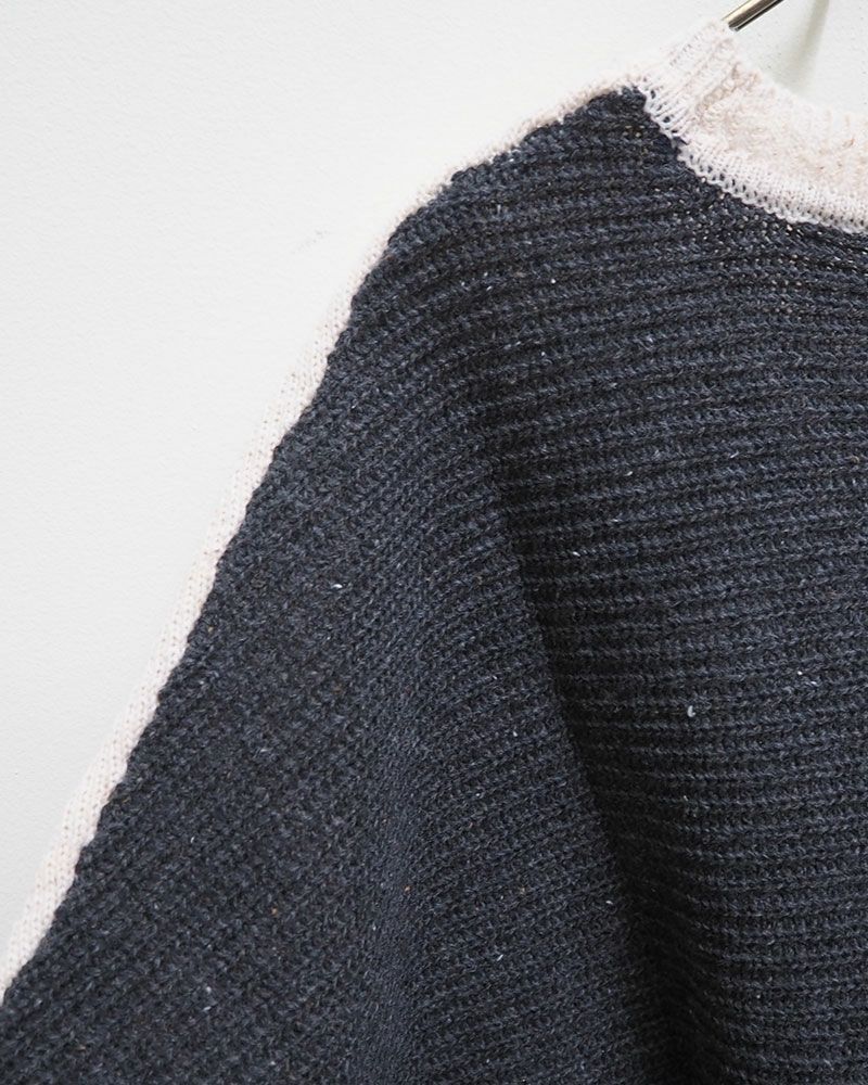 カラフルネップ ニットプルオーバー ケーブル編み リブ切替 ゆったりシルエット クルーネック 秋冬 ユニセックス