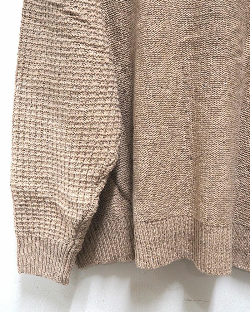ネップ配色ニットカーディガン カラフル デザインニット 配色切替 Vネック ゆったりシルエット 秋冬 羽織り
