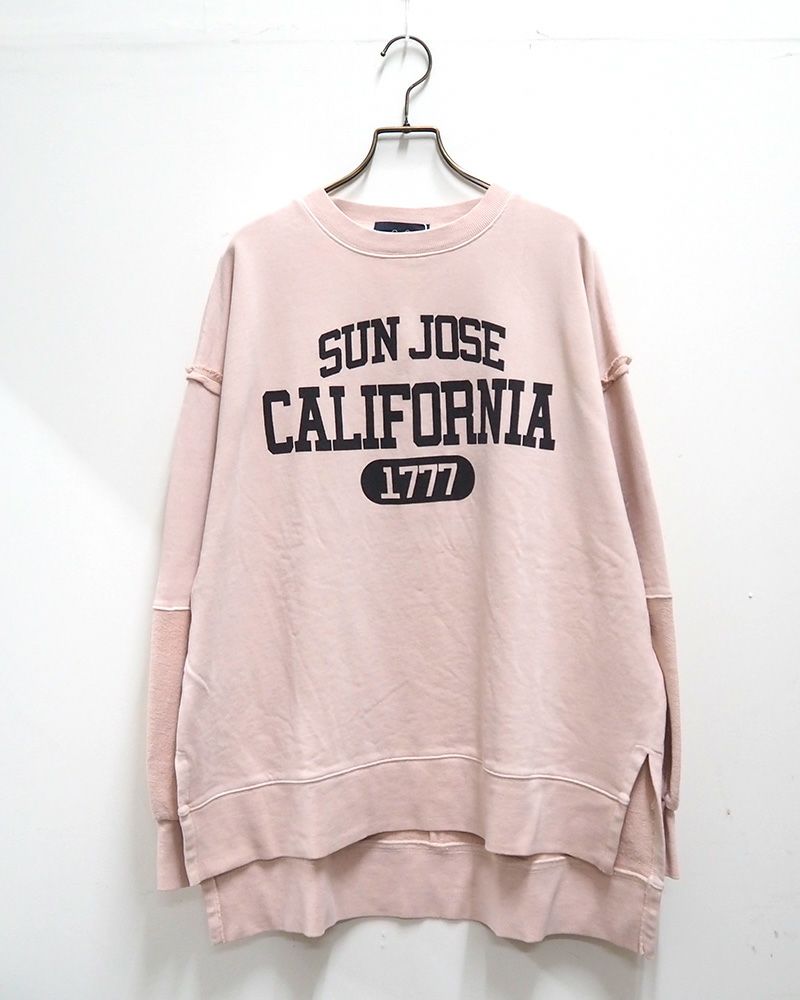 ピグメント裏毛スリットチュニック 秋冬 ヴィンテージライク ドロップショルダー ゆったりシルエット アメカジカジュアル