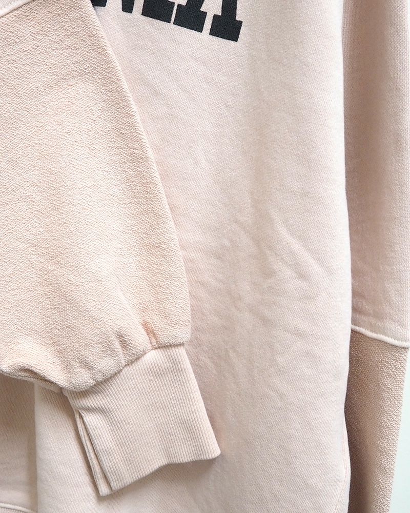 ピグメント裏毛スリットチュニック 秋冬 ヴィンテージライク ドロップショルダー ゆったりシルエット アメカジカジュアル