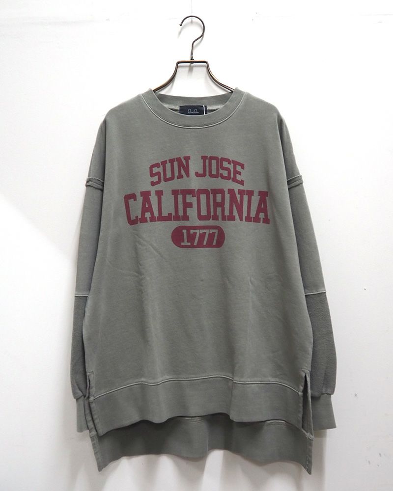 ピグメント裏毛スリットチュニック 秋冬 ヴィンテージライク ドロップショルダー ゆったりシルエット アメカジカジュアル