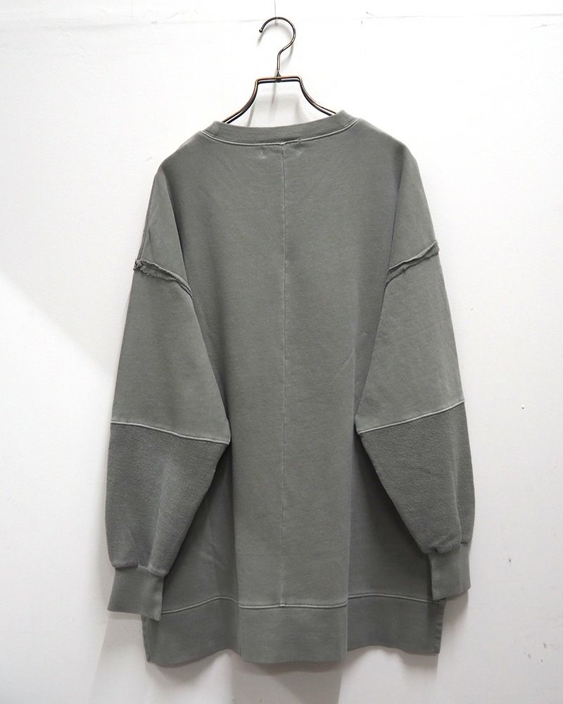 ピグメント裏毛スリットチュニック 秋冬 ヴィンテージライク ドロップショルダー ゆったりシルエット アメカジカジュアル