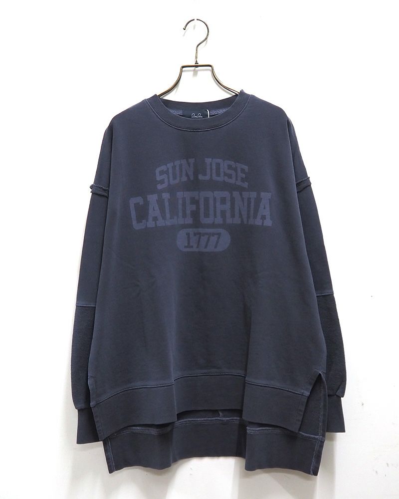 ピグメント裏毛スリットチュニック 秋冬 ヴィンテージライク ドロップショルダー ゆったりシルエット アメカジカジュアル