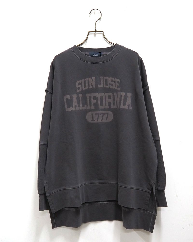 ピグメント裏毛スリットチュニック 秋冬 ヴィンテージライク ドロップショルダー ゆったりシルエット アメカジカジュアル