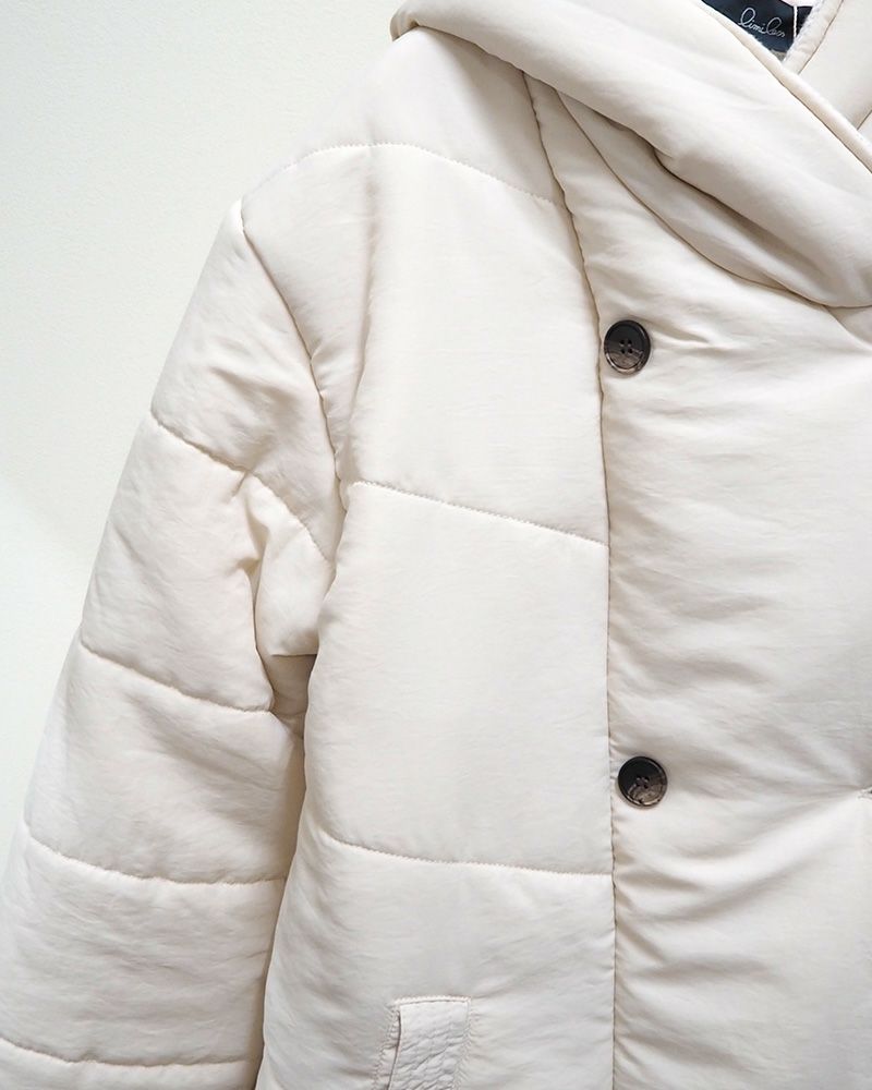 imiless フード裏ニット中綿ブルゾン レディース 秋冬アウター 軽くて暖かい フード付き ゆったりシルエット カジュアル 防寒 コート