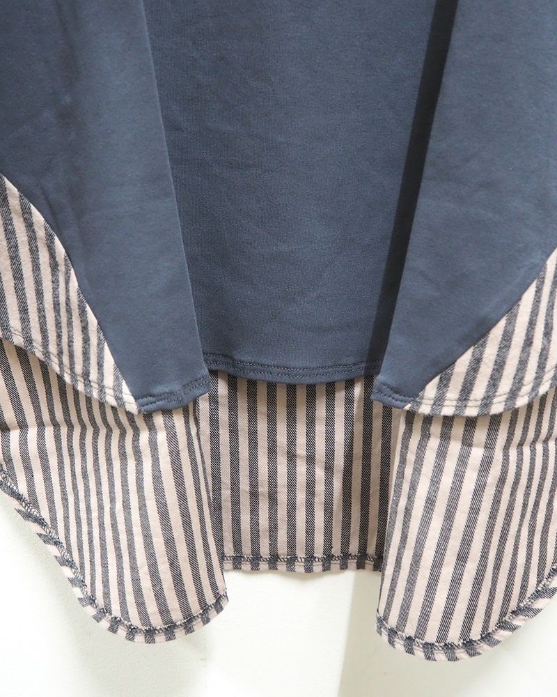 limiless ストライプ・チェック切替チュニック｜秋カラーでゆったりシルエット、前後差丈で体型カバーも叶うレディーストップス