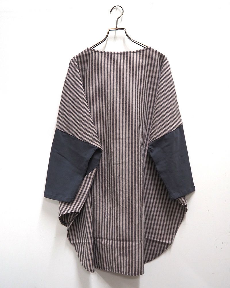 limiless ストライプ・チェック切替チュニック｜秋カラーでゆったりシルエット、前後差丈で体型カバーも叶うレディーストップス