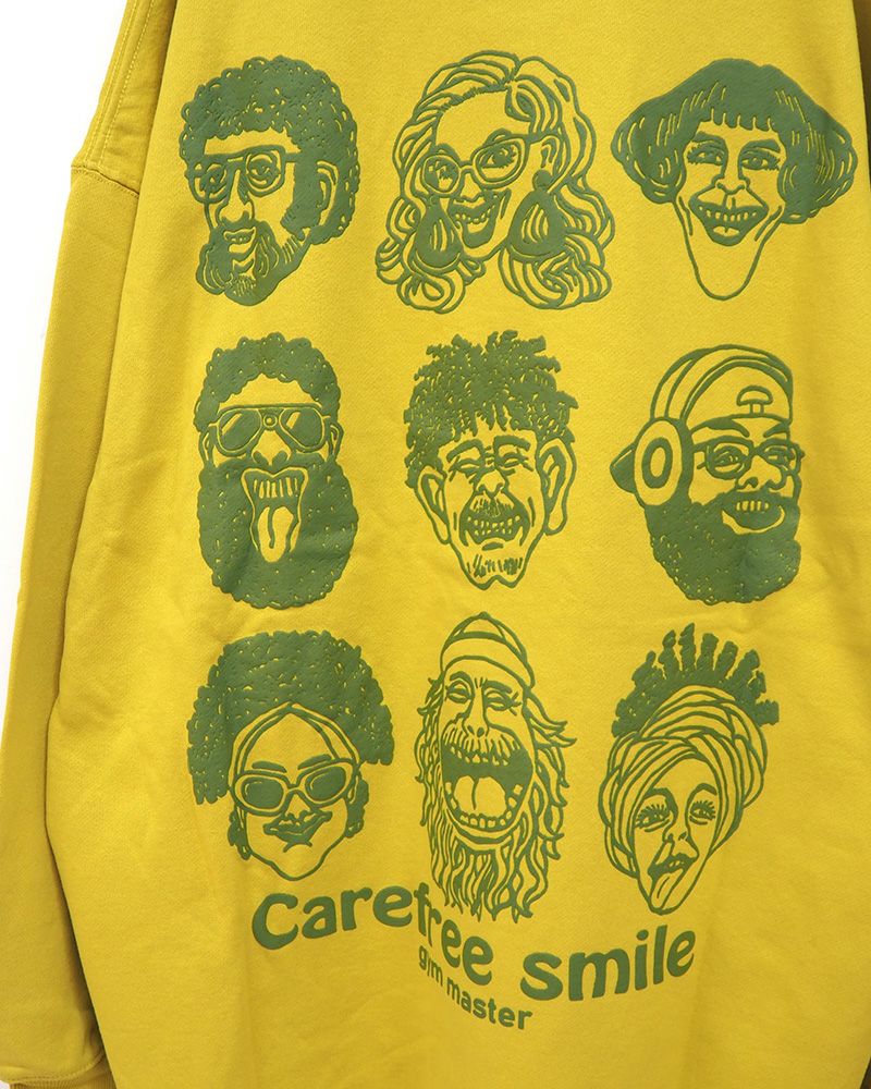 gym master ジムマスター carefree smile スウェットビッグTEE スマイルプリント ビッグシルエット 裏毛Tシャツ カジュアル
