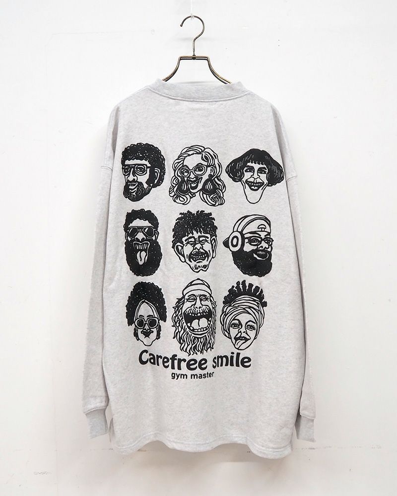 gym master ジムマスター carefree smile スウェットビッグTEE スマイルプリント ビッグシルエット 裏毛Tシャツ カジュアル
