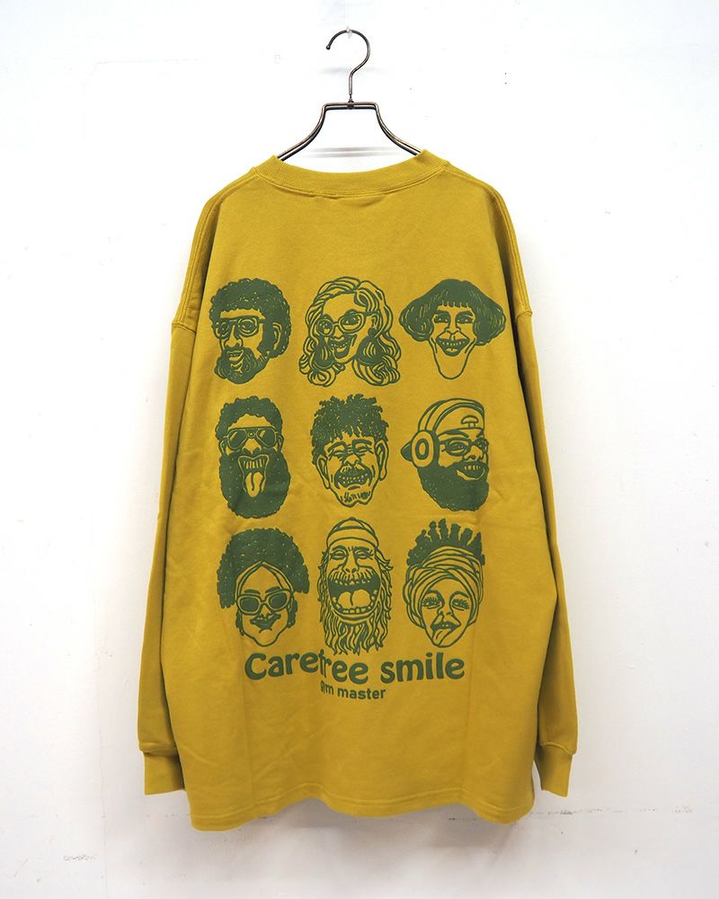 gym master ジムマスター carefree smile スウェットビッグTEE スマイルプリント ビッグシルエット 裏毛Tシャツ カジュアル