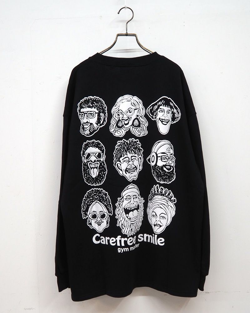 gym master ジムマスター carefree smile スウェットビッグTEE スマイルプリント ビッグシルエット 裏毛Tシャツ カジュアル