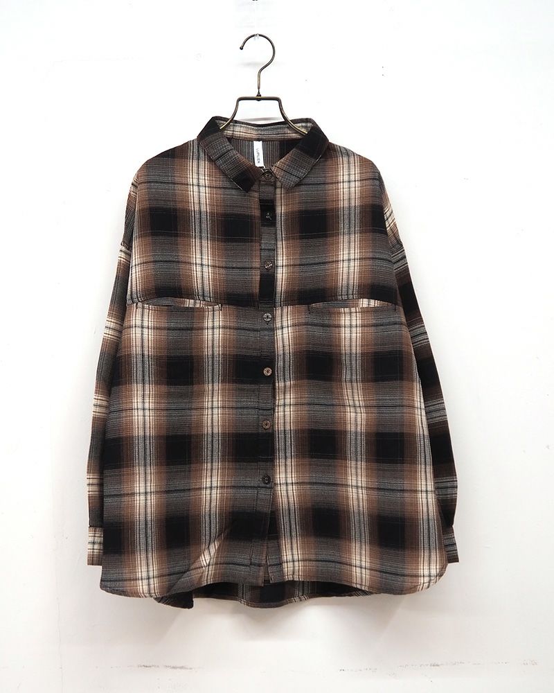 ワッフルチェックブラウス レディース 薄手 ナチュラルカラー 長袖